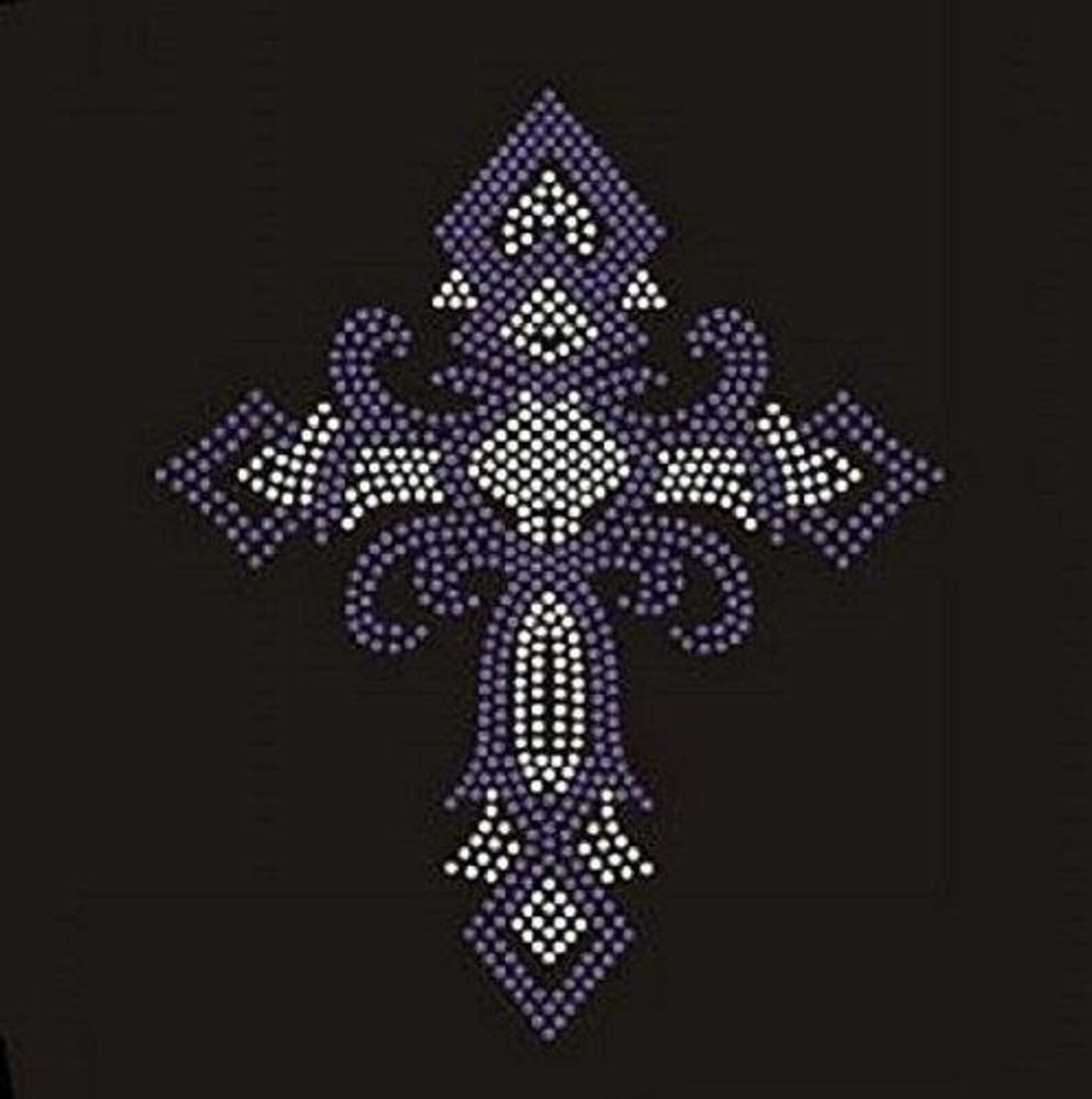 Bling Cross 12 Rhinestone Iron on Transfer Etsy