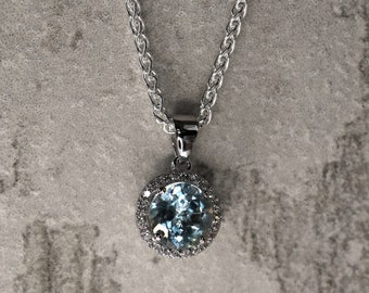 Topaz and CZ Pendant on Sterling Silver Chain