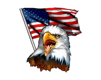 Eagle and Flag decal, American decal, USA Eagle Flag decal,  Full Color Eagle Decal, Full Color Eagle Decal, USA decal, USA sticker, Eagle