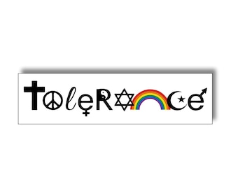 Tolerance Bumper Sticker – Coexist Diversity Equality LGBTQ Pride Rainbow Car Decal – Peace Love Unity Faith Symbol Sticker