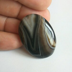 Banded agate / Tuxedo Agate / Agate / Black agate / Black banded agate / Black tuxedo agate / Banded agate cabochon / Tuxedo Cabochon / BA10