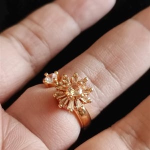 Bague tournante | Bague anti-anxiété rotative | Bague en cristal | Bague anti-stress | Bague tournante plaquée or effet étoile