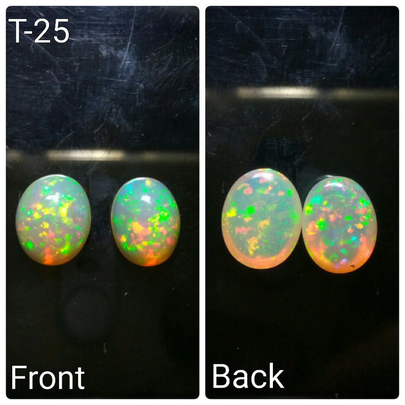 Opal-fire opal-Natural Ethiopian opal-welo opal-multifire opal-opal cabochon-oval opal-opal cab-jewelry supply-2 pcs Lot-TCW 4.0 carat-T25