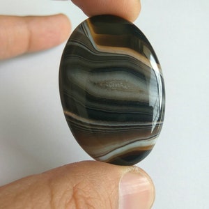 Banded agate / Tuxedo Agate / Agate / Black agate / Black banded agate / Black tuxedo agate / Banded agate cabochon / Tuxedo Cabochon / BA13