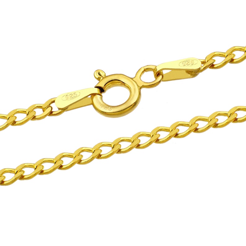 Zilveren 2.3 mm Stoepkettingen 925 Sterling Lengtes 40-75 cm Yellow Gold 18k Pl