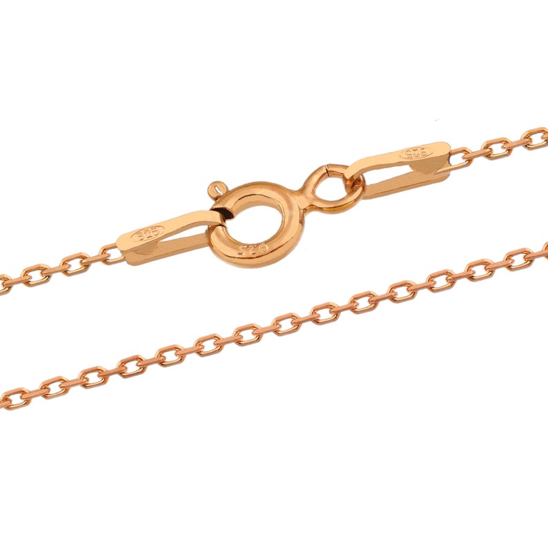 Catene 1.0 mm Rolo d'argento 925 Sterling Lunghezze 40-75 cm Rose Gold 18k Pl