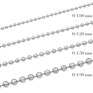 Chaînes 1.0 mm à Billes en argent 925 Sterling Longueurs 40-75 cm image 2