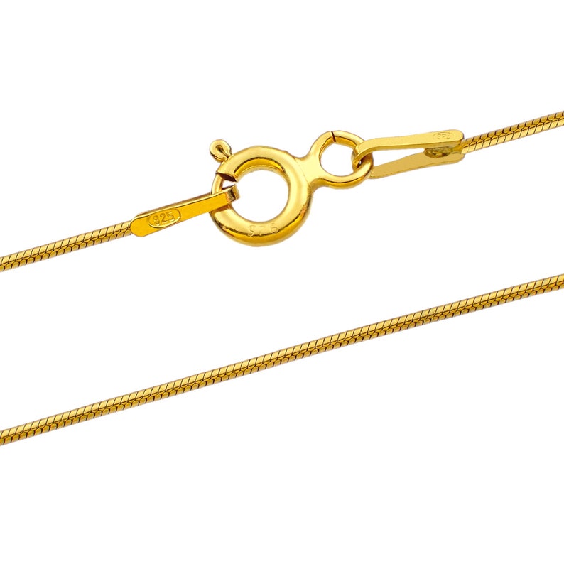 Catene 0.75 mm Serpente d'argento 925 Sterling Lunghezze 40-75 cm Yellow Gold 18k Pl