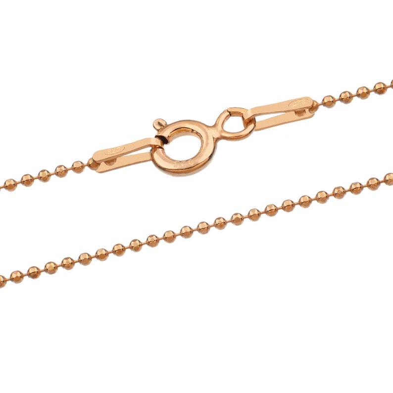 Srebrne 1.0 mm Łańcuszki Kulki Diamentowane 925 Sterling Długości 40-75 cm Rose Gold 18k Pl