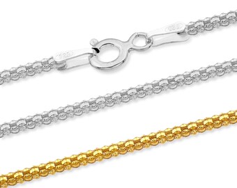 AURIORE Catena Popcorn 1.7 mm - 40-75 cm - Collana in oro vermeil + argento sterling 925