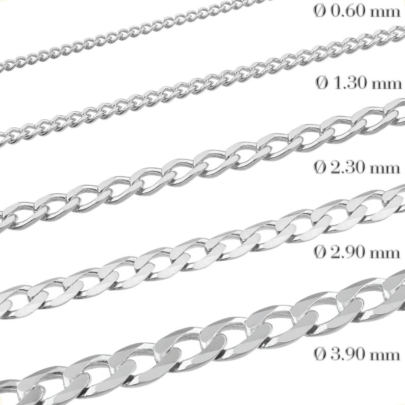 Zilveren 2.3 mm Stoepkettingen 925 Sterling Lengtes 40-75 cm afbeelding 2