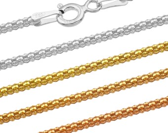 Silberne 1.7 mm Popcorn Ketten - 925 Sterling - Längen 40-75 cm