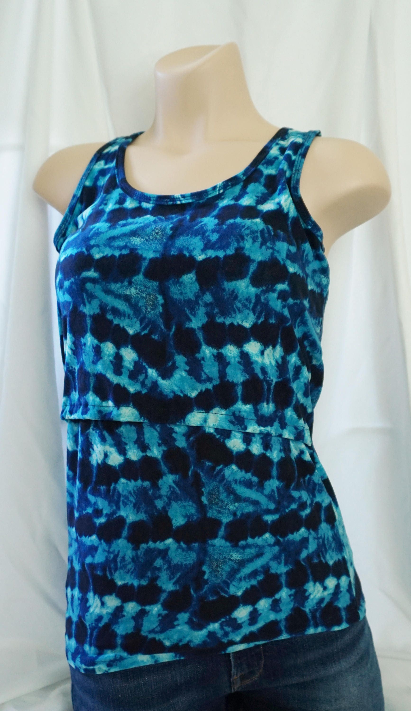 Blue Tie Dye Nursing Tank Top Breastfeeding Shirt | Etsy