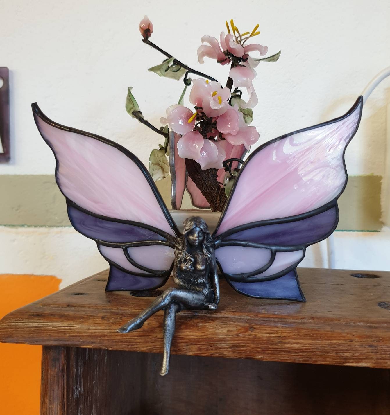 Fairy lamp with glass cheap wings
