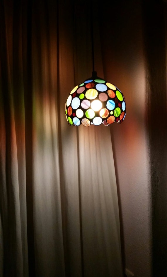 Lampada in vetro colorato // Luce in vetro colorato // Lampada Tiffany //  lampada di design -  Italia