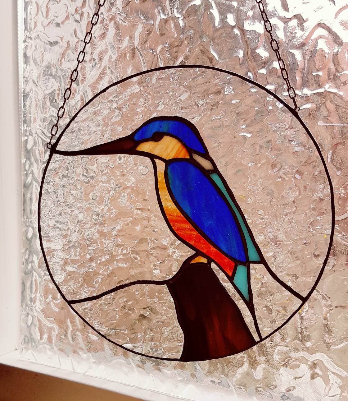 Glas in Lood Tiffany Hanger Ijsvogel Raamdecoratie - Etsy