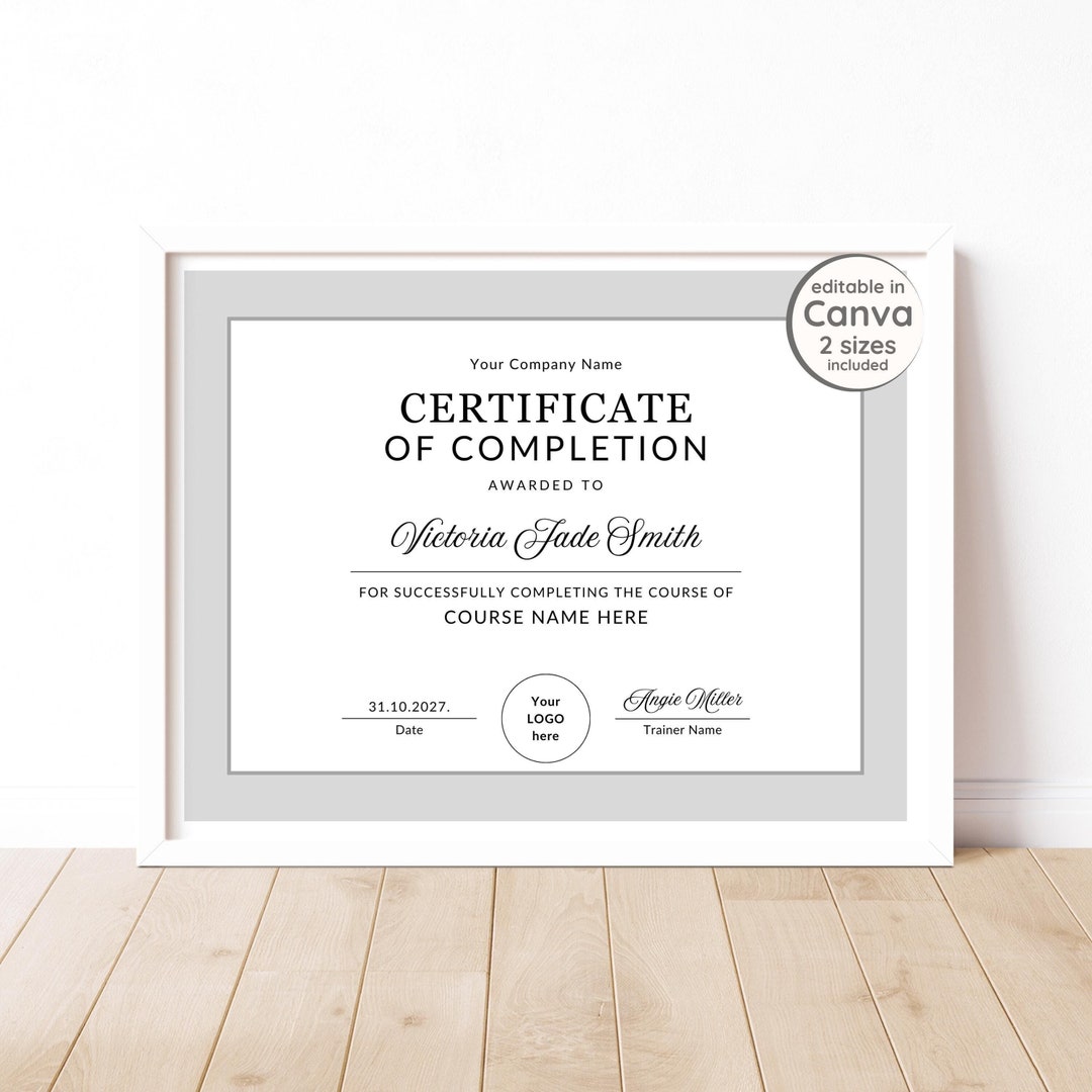 Simple Certificate of Completion Template Printable Course Completion ...