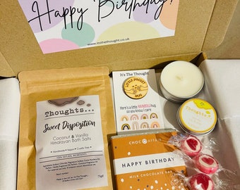Birthday parcel/pamper box / cheer up/ Letterbox Gift/ thinking of you/ happy present/ personalised/ positive/ missing you