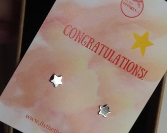 Congratulations / Thinking of you / Best friend / star earrings / sterling silver/ You're amazing/ celebration gift/ promotion