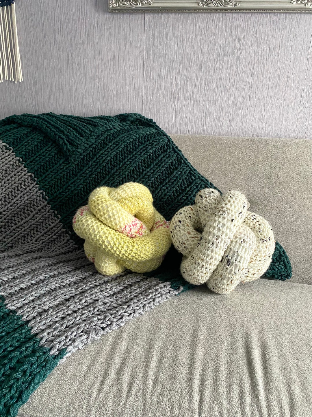 Crochet Knot Cushion Knot Pillow Crocheted Cushion Etsy