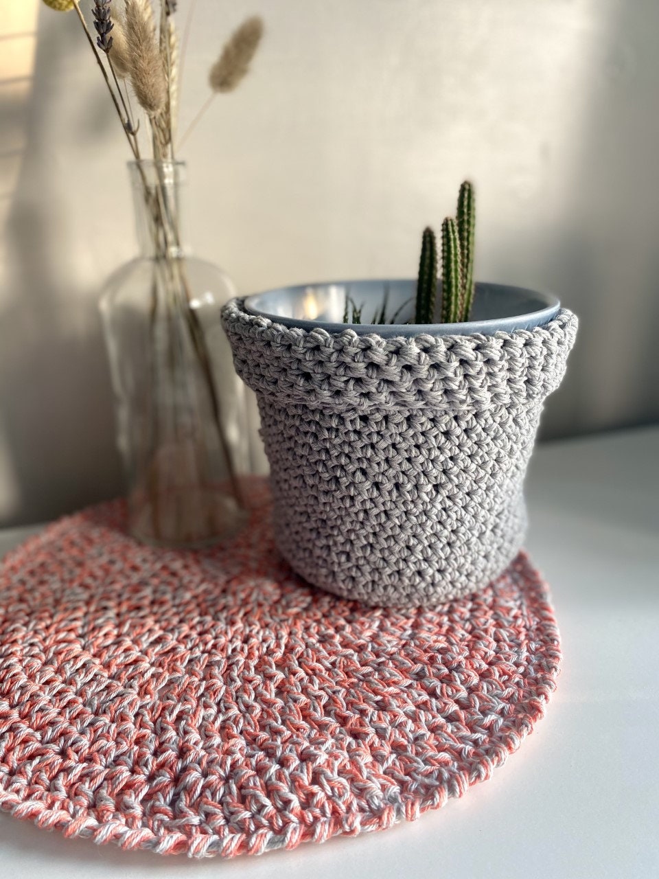 Crochet Basket Set Crochet Doily Plant Stand Placemat Storage Basket