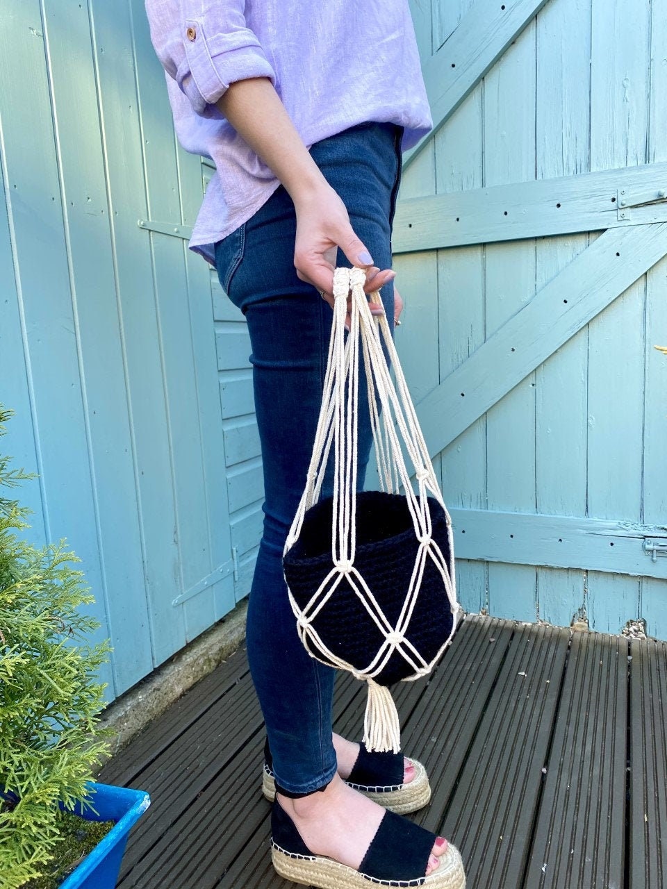 Macrame Basket Bag Macrame Bucket Bag Beige Macrame Bag Etsy