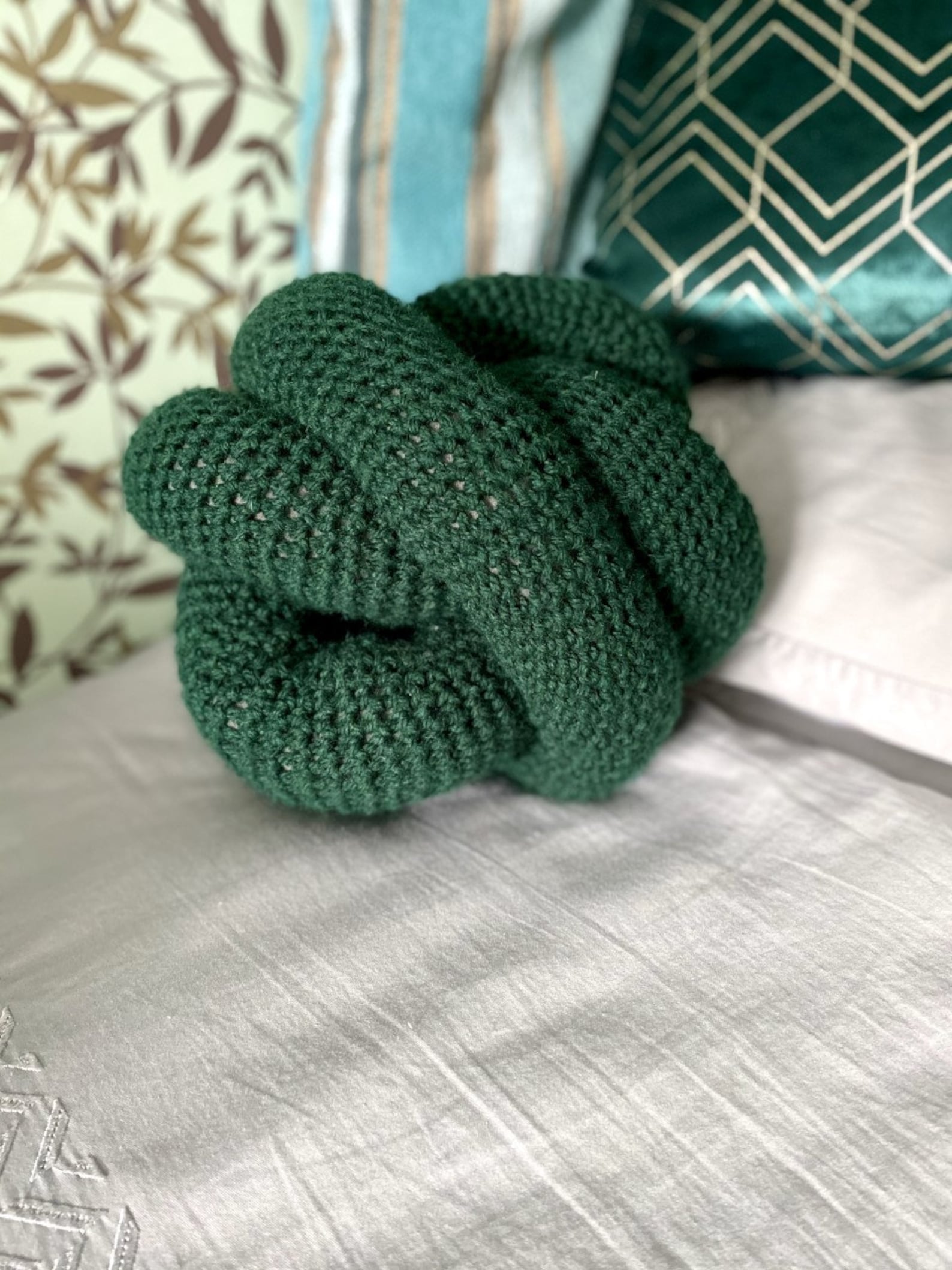 Crochet Knot Cushion Knot Pillow Crocheted Cushion Etsy