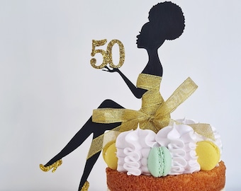 Mädchen Cake Topper. Silhouette einer sitzenden Frau. Geburtstagskind-Kuchen-Deckel.   Tortenstecker Frau sitzend.