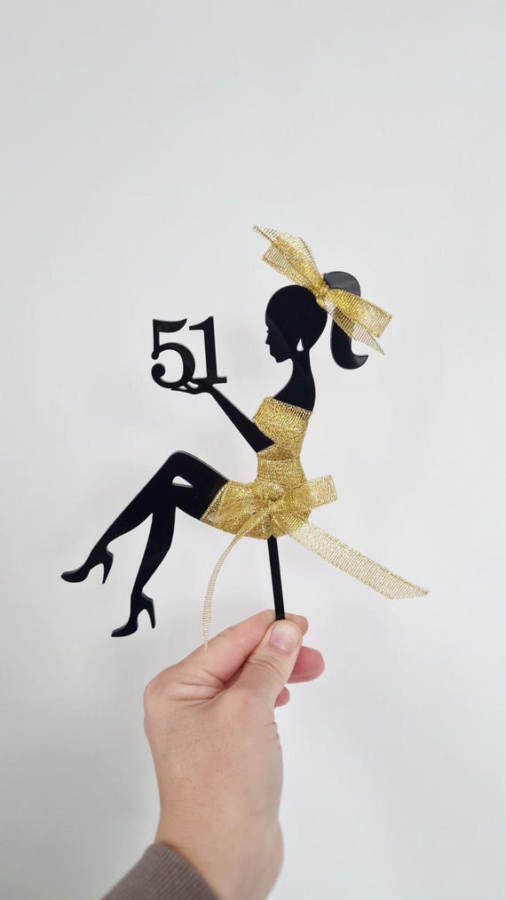 Silhouette Woman Birthday Cake Topper, Personalized Celebration Decor - Etsy