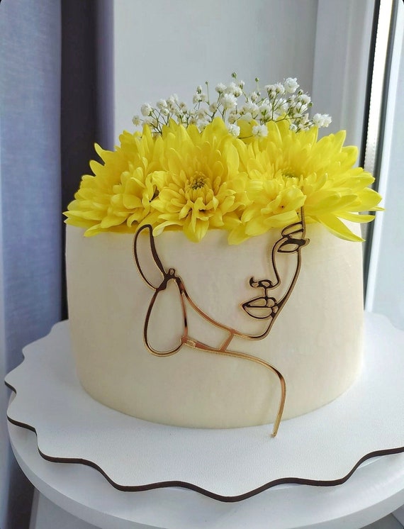 10 Topper Per Torta Minimalist - Decorazioni In Acrilico Con Viso Di Dama E Linee Artistiche - Ideali Per Torte Di Compleanno, Laurea E Addii Al Nubilato - copertina