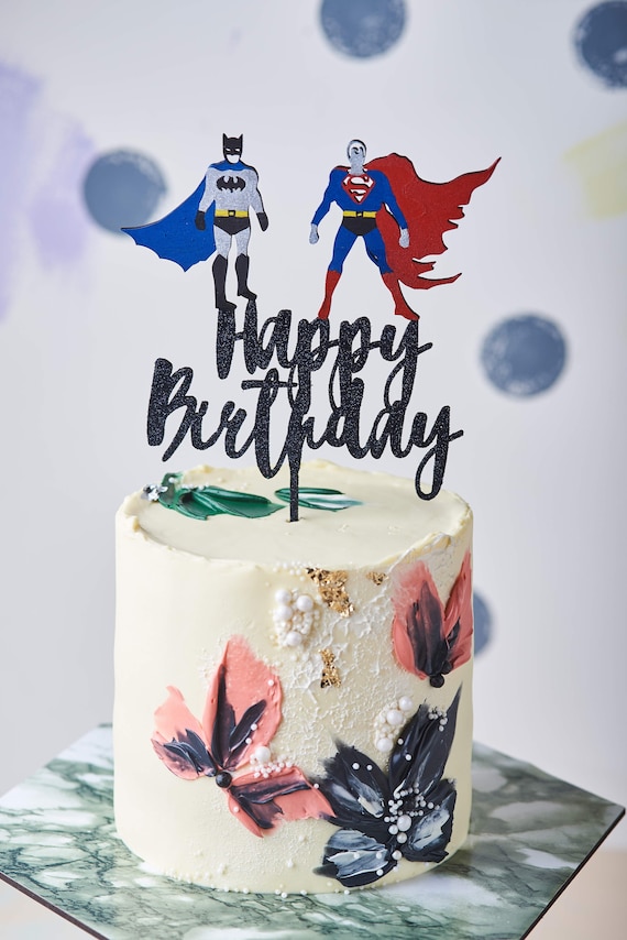 Batman I Superman Cake Topper Batman Party Decorations Etsy