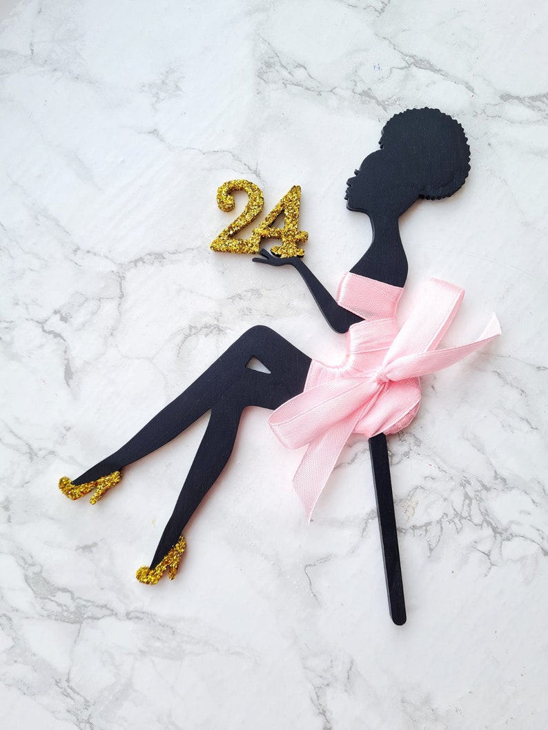 Girl Cake Topper. Sitting Woman Silhouette. Birthday Girl Cake Etsy