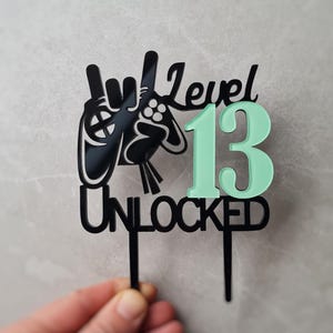 Topo de Bolo Nível 13 Desbloqueado | Aniversário Gamer, Decoração em Acrílico