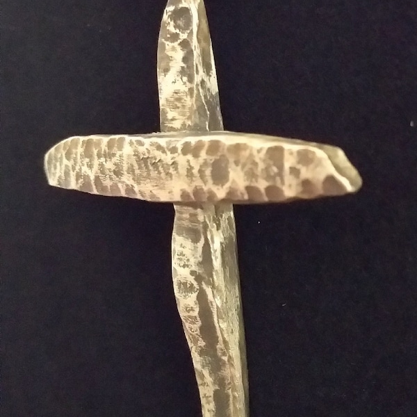 pendentif croix latine en argent vieilli