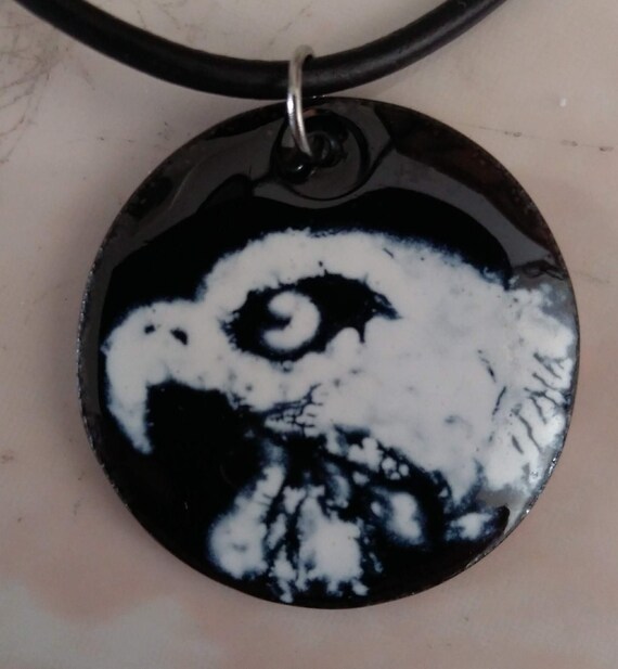Eagle head pendant in real enamel