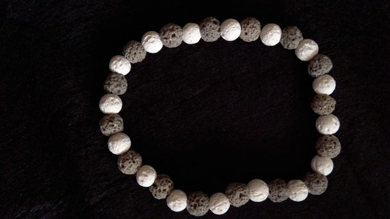 White and gray lava stone bracelet
