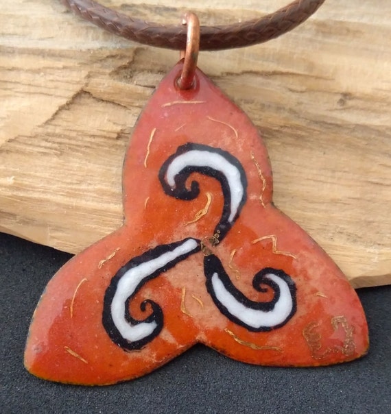 Triquetra- triskell pendant in real enamel