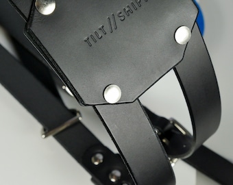 Leather Dual Camera Strap | Black Leather Camera Harness |  Dolomites | Handmade Double Camera Sling | Wedding Photography Camera Strap