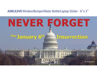 NEVER FORGET The January 6th Insurrection (Sky) - Anti-Gop Anti-Q UV-Coated Laptop/Window/Bumper Sticker