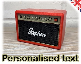 Miniature Amp Guitar Pick Storage Box with custom speaker text