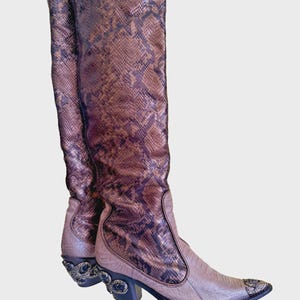 Giuseppe Zanotti Archival Python Western Boots Vicini Y2K Vintage EU40 US 9.5