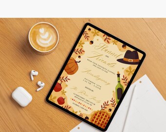 Friendsgiving Invitation: Flannel & Friends Fall Dinner Party (Digital Download)