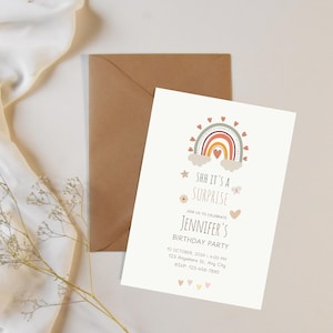 Vibrant Boho Rainbow Invitation | Customizable Canva Design | Instant Digital Download