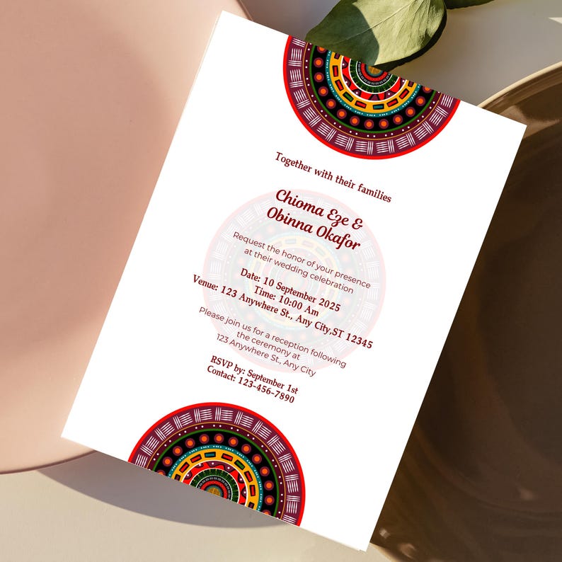 African Wedding Invitation | Editable Digital Download | Tribal Ethnic ...