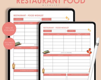 Restaurant Bucket List Template: Minimalist Food Tracker (Fillable PDF)