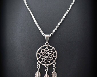 Dream Catcher Pendant Necklace - Stainless Steel