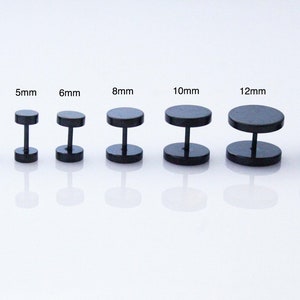 Black Fake Ear Plugs Stainless Steel & Choice of Size image 10