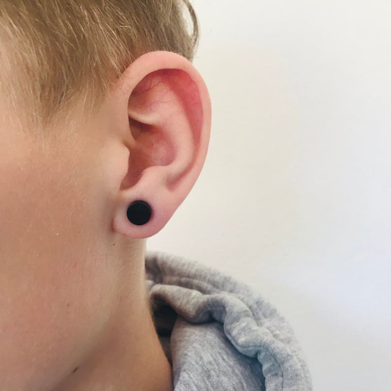 Fake Ear Plugs Sleek Black Circle Plugs Etsy