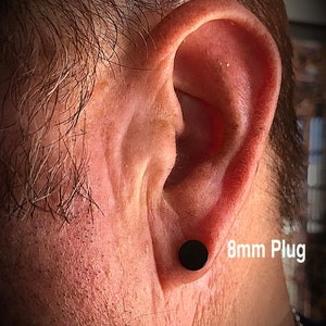 Black Fake Ear Plugs Stainless Steel & Choice of Size image 9