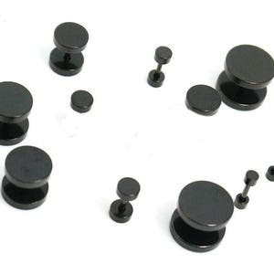 Black Fake Ear Plugs Stainless Steel & Choice of Size image 4